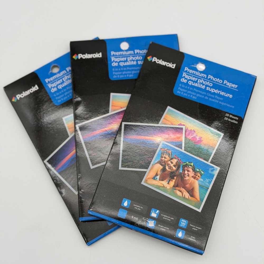 Polaroid Premium Glossy Photo Paper 4x6 60 Sheets 3 Packs 180gsm Inkjet 9mil
